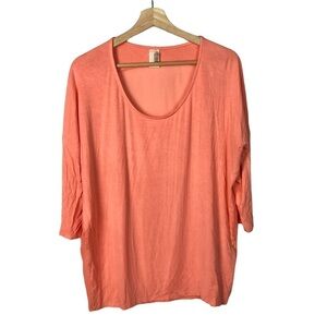 Francesca's Birdcage Coral Orange Scoop Neck Long Sleeve S